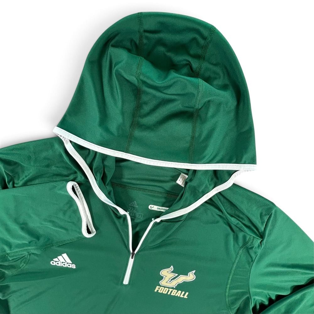 Adidas USF Bulls Football Team Issued Mens 2XL AEROREADY 1/4 Zip Hoodie